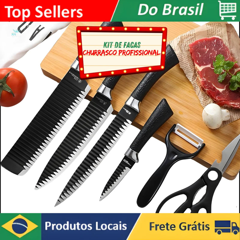 Kit de Facas Churrasco Profissional Pretas