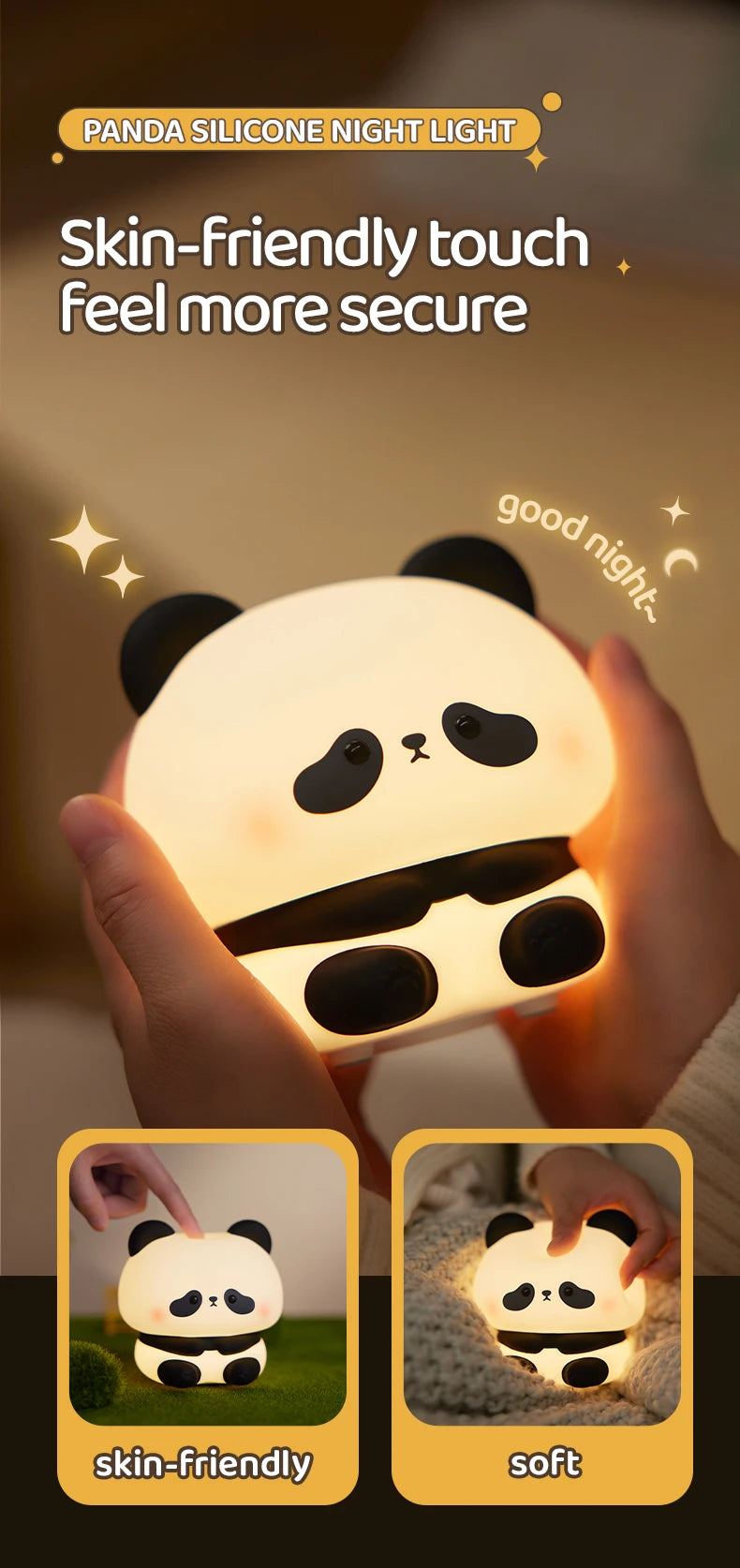 Lâmpada LED Fofa em formato de Panda